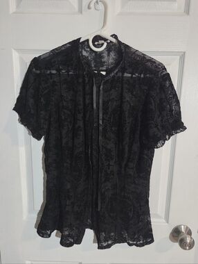 Unique Vintage Gothic Print Blouse
